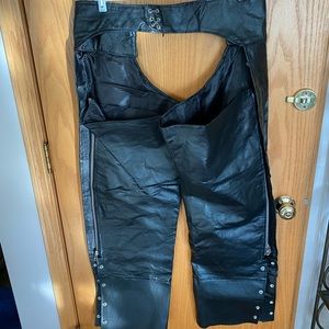 Diamond Plate Buffalo Leather Riding Chaps